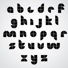 Monochrome black spherical sectored font