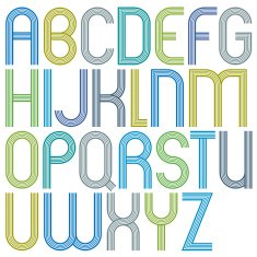 Rounded big jolly cartoon uppercase letters striped N2