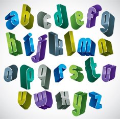 3d colorful letters alphabet dimensional font