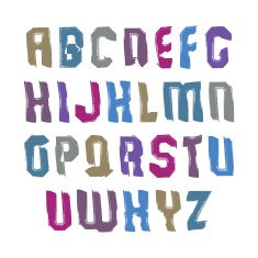Handwritten colorful vector uppercase letters isolated on white N2