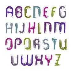 Vector acrylic font with white outline handwritten watercolor N2