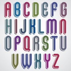 Rounded cartoon colorful uppercase letters jolly animated font