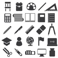 icons of study equipment