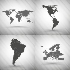 World maps set on gray background grunge texture vector illustration