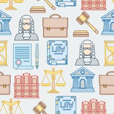 Law contour icons seamless pattern in flat design style