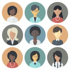Icons Set of Persons Female Different Ethnic N3