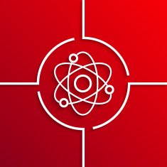 Vector modern white circle icon on red background N4