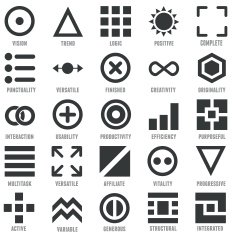Set of geometric icons as symbols human qualities