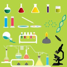 Set of Science Chemicals Research and Experiment Laboratory Vectors Icons