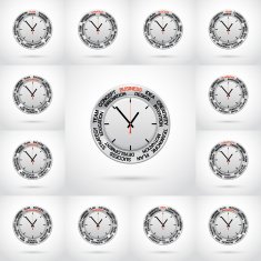 Set vector illustrations of clock