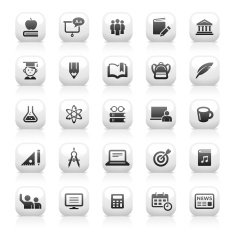 White Button Icons Set N14