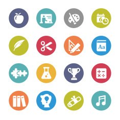 Education Icon Set - Circle Series