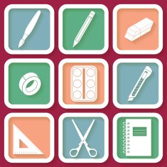 Set of 9 icons instruments for education N2