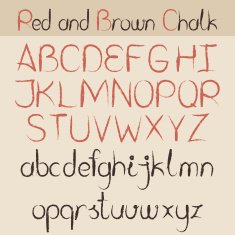 Red and brown chalk alphabet