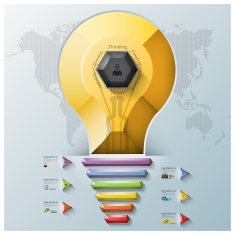 Light Bulb Three Dimension Polygon And Triangle Hexagon Business Infographic