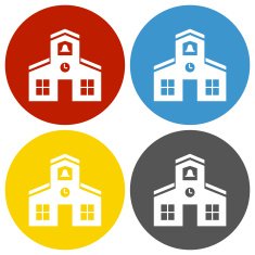 Schoolhouse icon on circle buttons N2
