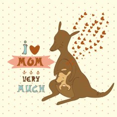 Mother kangaroo with a baby in her pouch N2