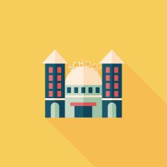 School building flat icon with long shadow eps10 N35
