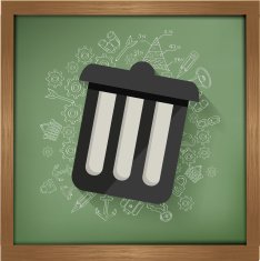 Bin design on blackboard background clean vector