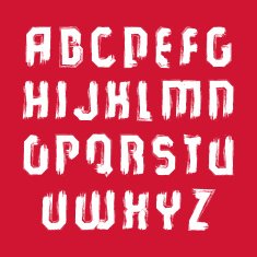 Vector white hand-painted capital letters isolated on red backgr N2