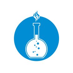 Chemical flask with reaction vector icon N2