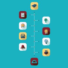 Flat concept set modern design with shadow education icons N44