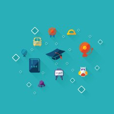 Flat concept set modern design with shadow education icons N45