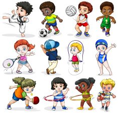 Kids engaging in different sports activities