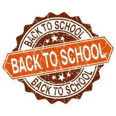 Back to school grungy stamp isolated on white background