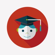 Graduation Man flat icon with long shadow eps10 N8
