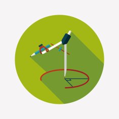 Compass Pencil flat icon with long shadow eps10 N7