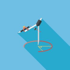 Compass Pencil flat icon with long shadow eps10 N8