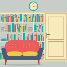 Reading Seats In Front Of A Huge Bookcase N6