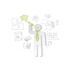 Paper man puzzles and business graphics Marketing concept
