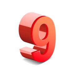 3d shiny red number 9 N3