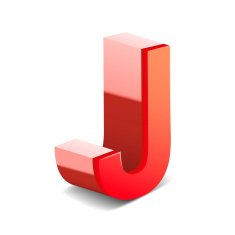 3d red letter J N7
