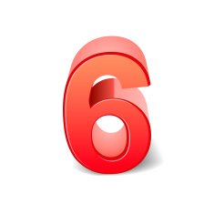 3d shiny red number 6 N5