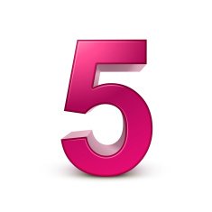 3d shiny pink number 5