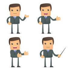 funny cartoon businessman giving presentation
