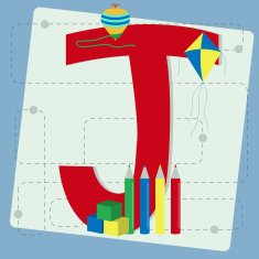 Letter "j" from stylized alphabet with children's toys N2