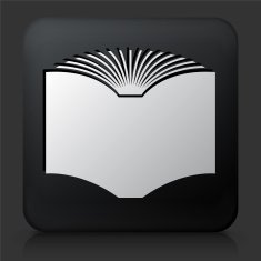 Black Square Button with Book Icon N25