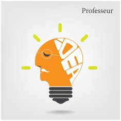 Professeur or scientist sign Creative light bulb and education concepts