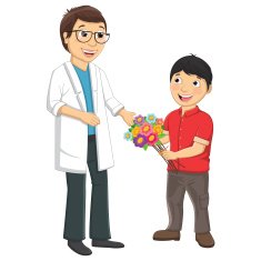 Kid Give Flower To Teacher Vector Illustration N2