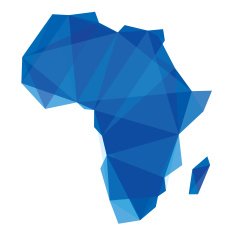 blue Africa map in origami style