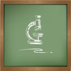 Microscope drawing on blackboard background vector