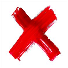 X - Red handwritten letter on white background Acrylic colors N21