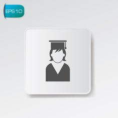 Graduation symbol on white button vector