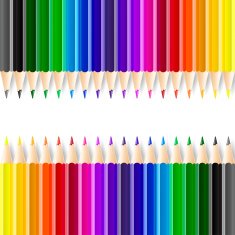 Color pencils on white background