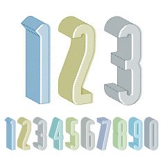 3d extra tall numbers set with lines textures