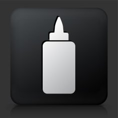 Black Square Button with Glue Bottle